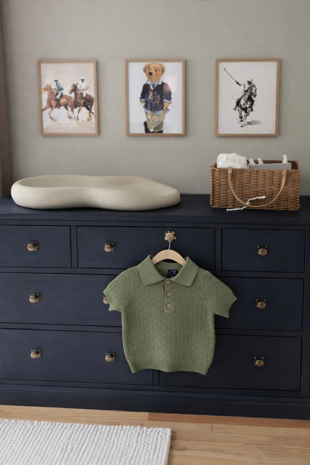 Olive Green Textured Polo Shirt