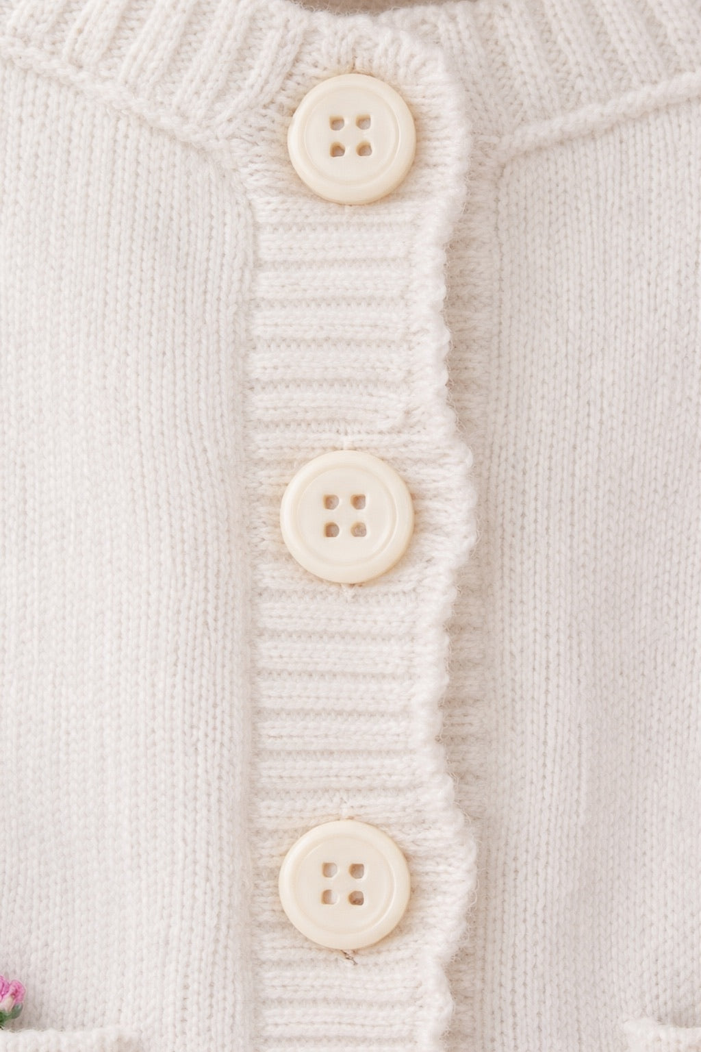 White Sweater with Embroidered Flowers