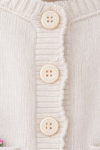 White Sweater with Embroidered Flowers