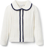 Pointelle Scalloped Trim Cardigan