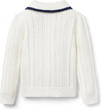 Pointelle Scalloped Trim Cardigan