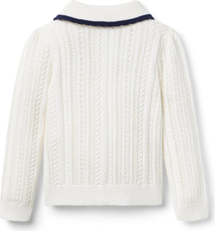 Pointelle Scalloped Trim Cardigan