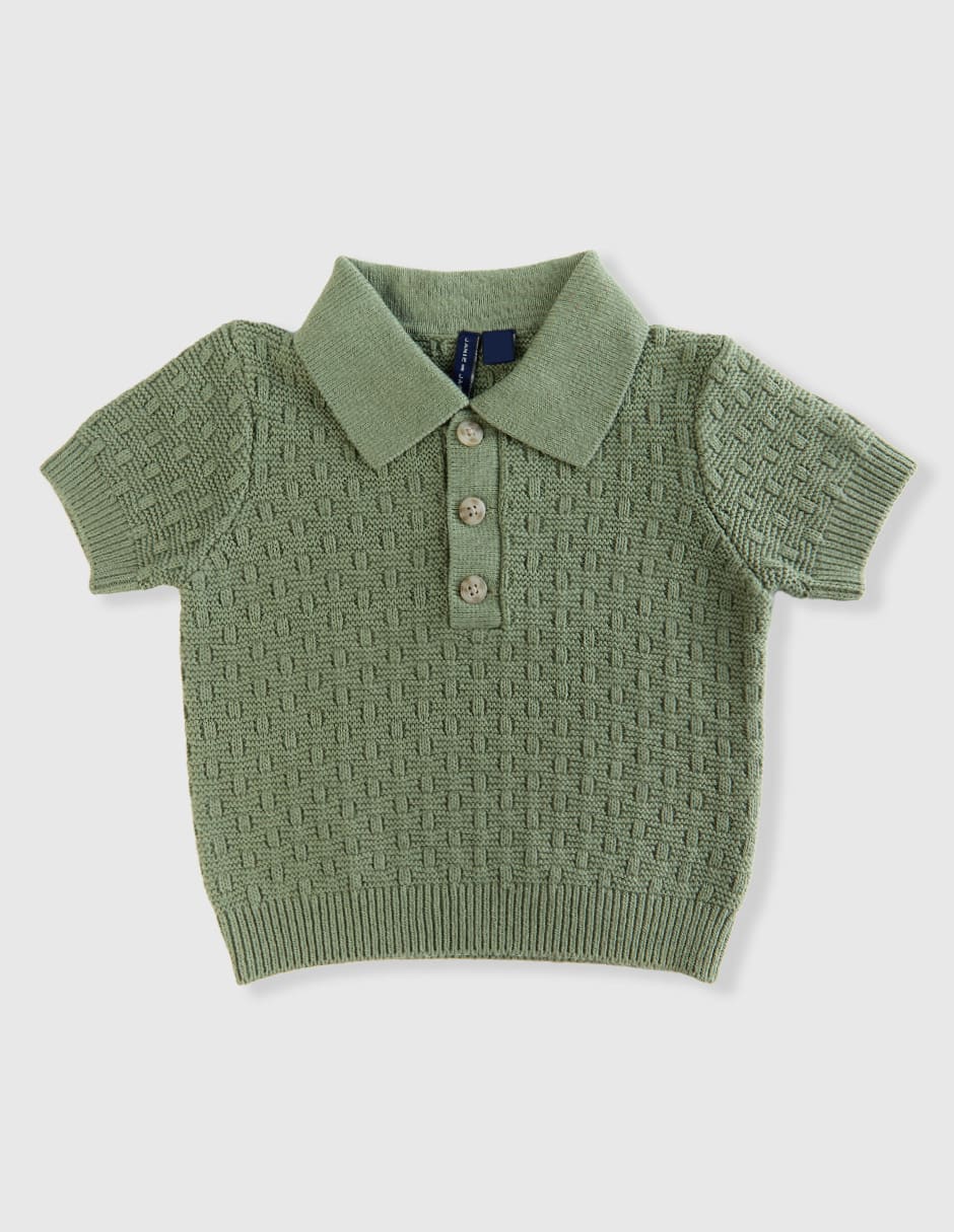 Olive Green Textured Polo Shirt